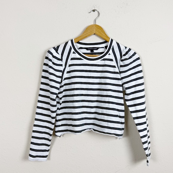 Veronica Beard Mason Striped Baseball Cropped Tee Size XS - Picture 1 of 4